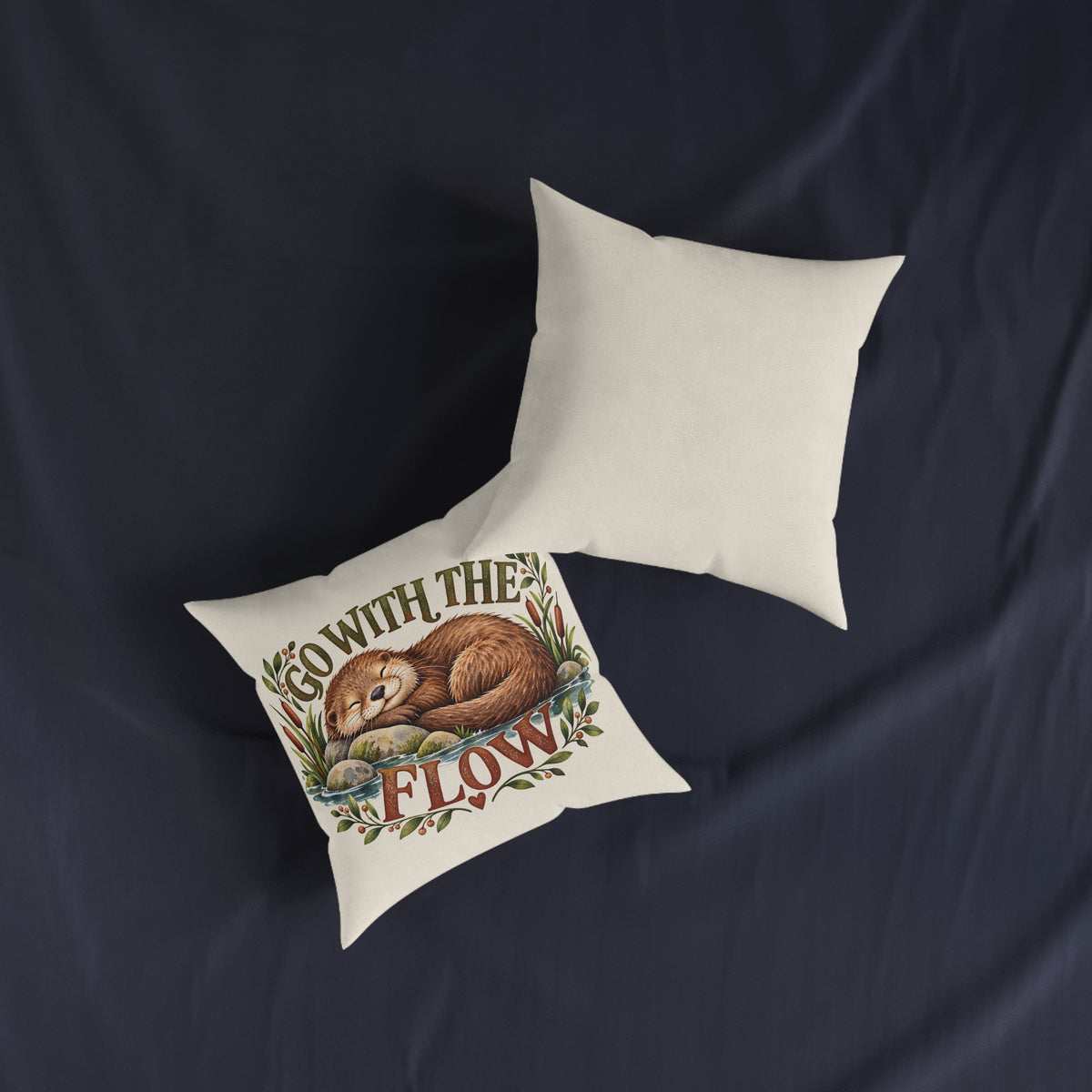 Square Cushion - Go with the Flow - Otter