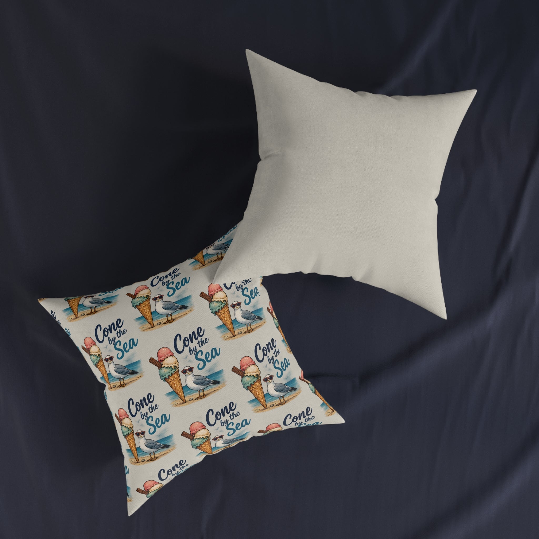 Square Cushion – Cone By The Sea | Coastal & Ice Cream Cushion
