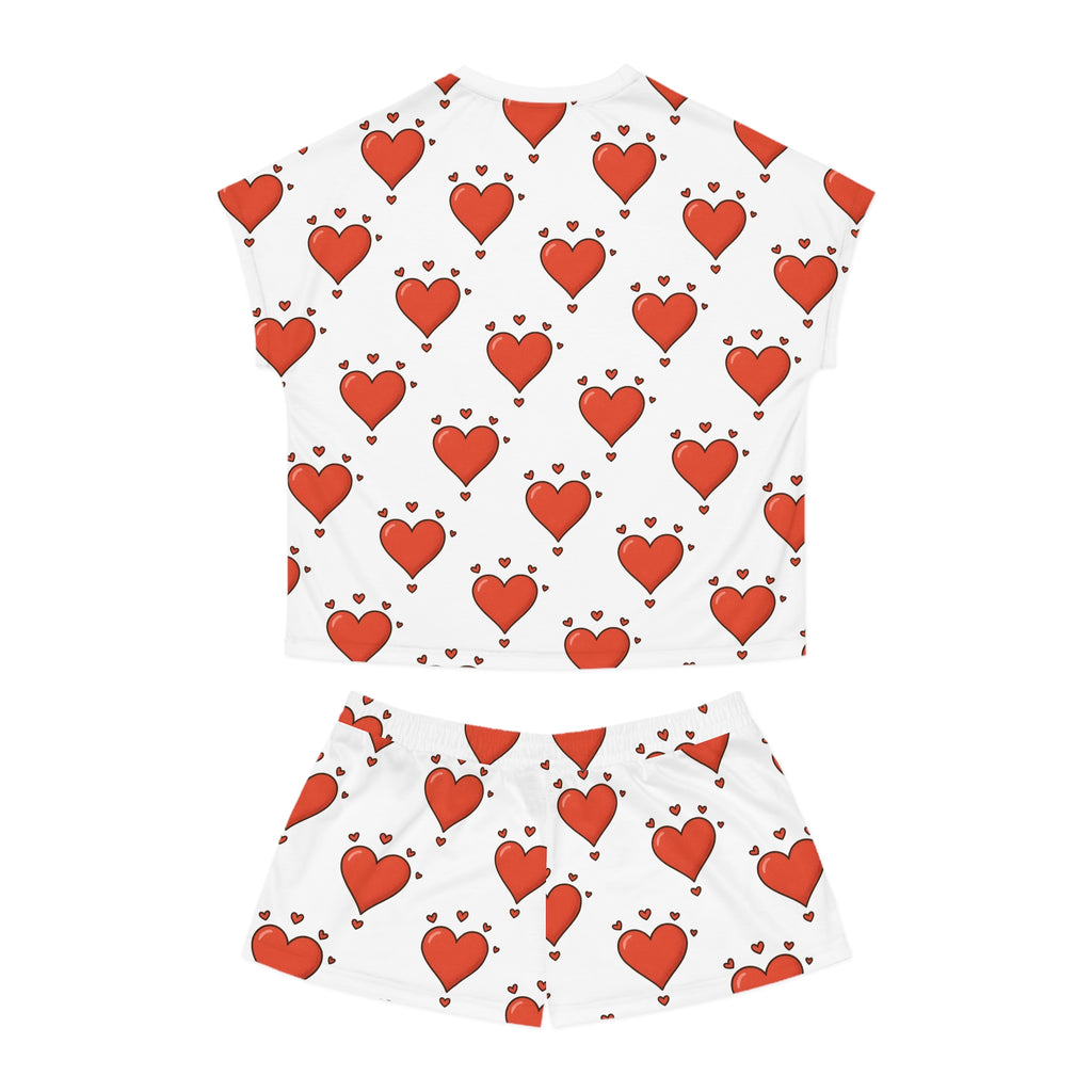 Women's Pyjama Heart Print Set - Cute & Cozy Sleepwear for Valentine's Day