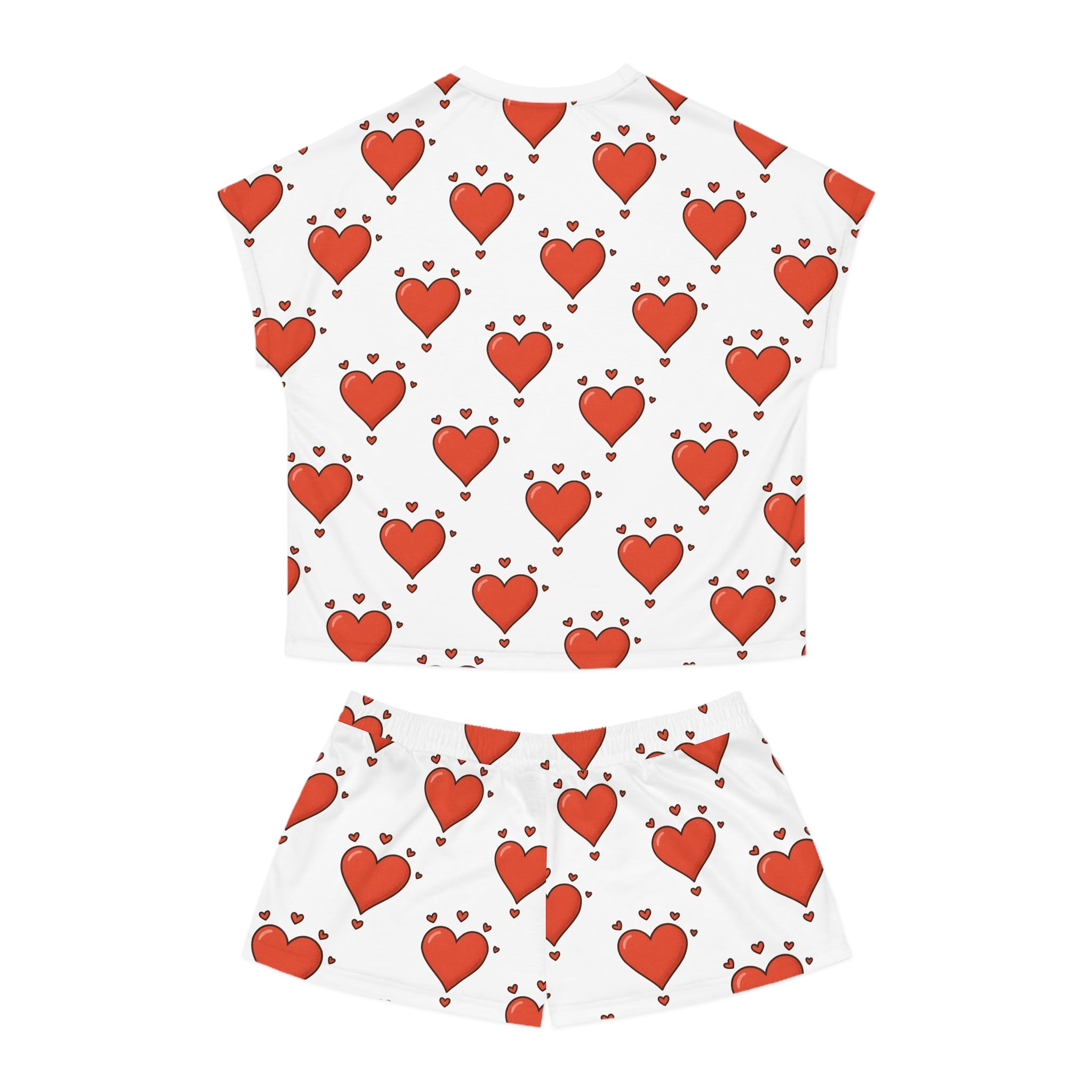 Women's Pyjama Heart Print Set - Cute & Cozy Sleepwear for Valentine's Day