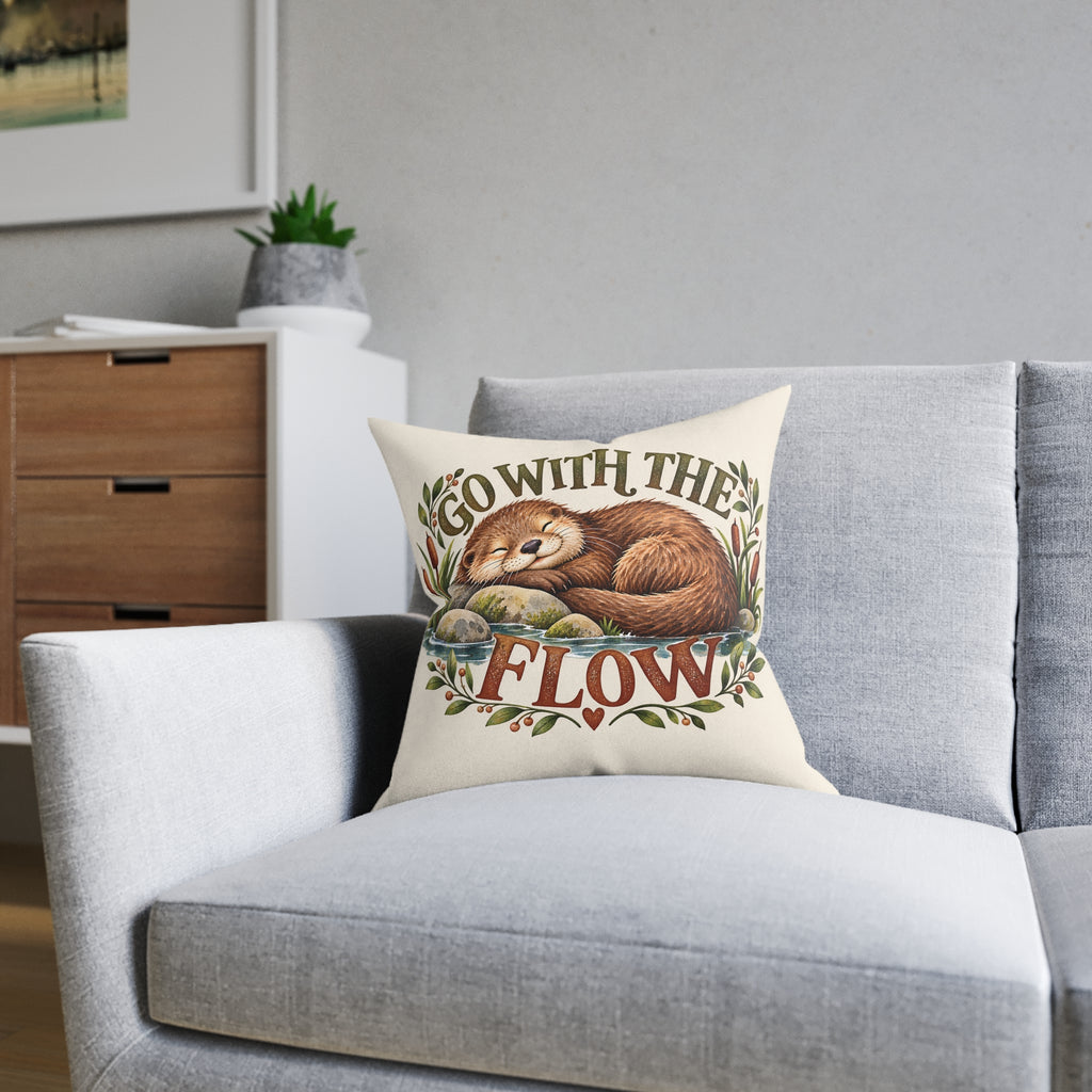Square Cushion - Go with the Flow - Otter