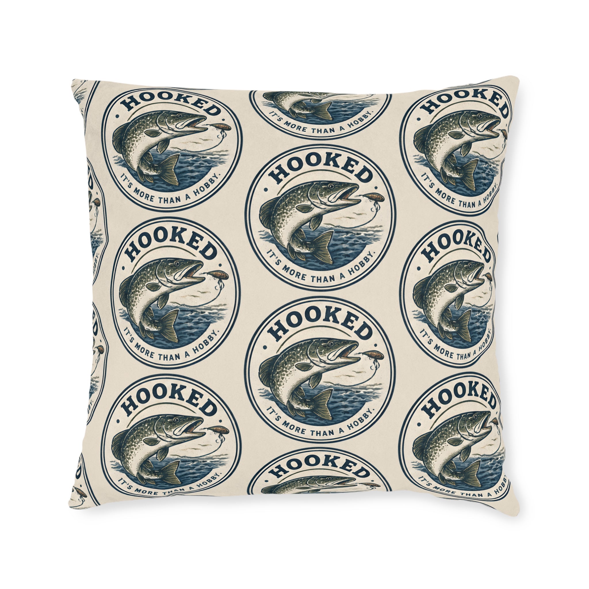 Square Cushion – Hooked – More Than a Hobby | Fishing Lover Cushion