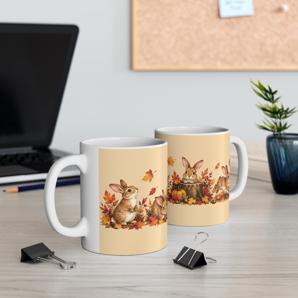 Ceramic Mug - Rabbit Autumn Fun