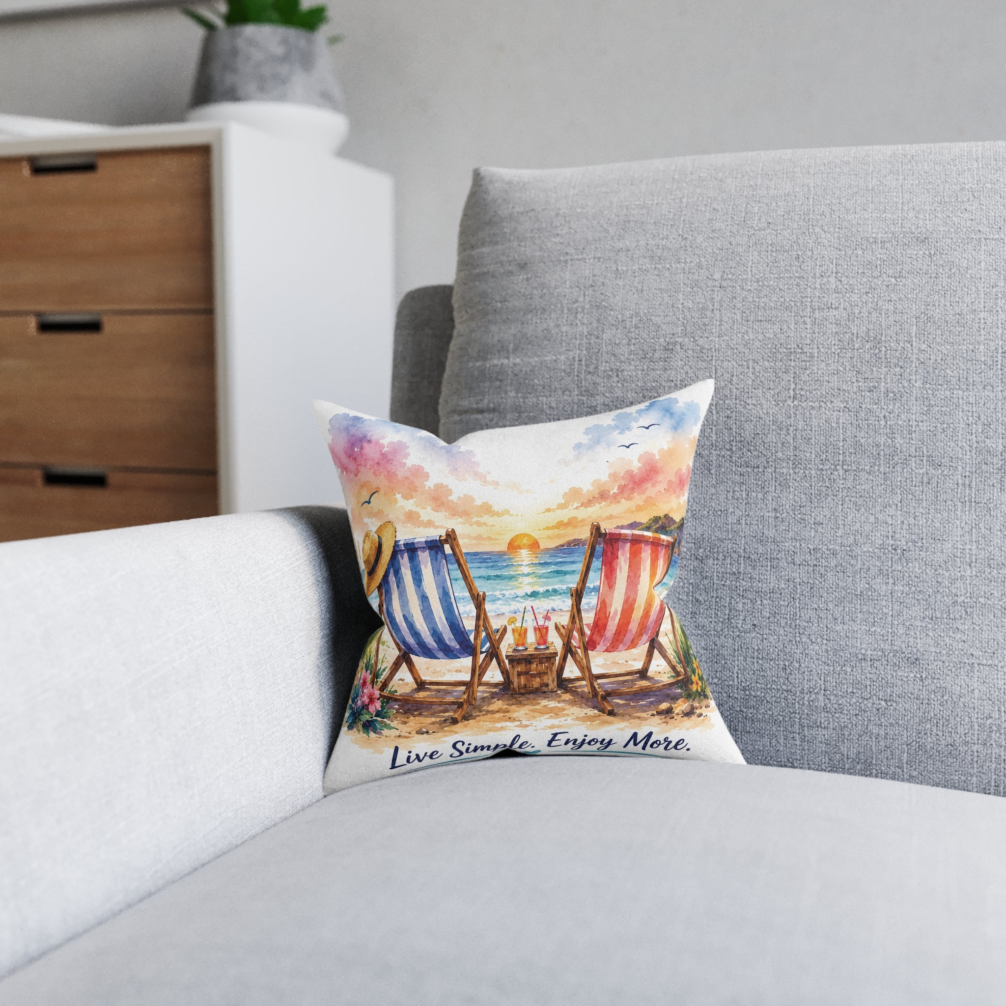 Square Cushion - Live Simple. Enjoy More.