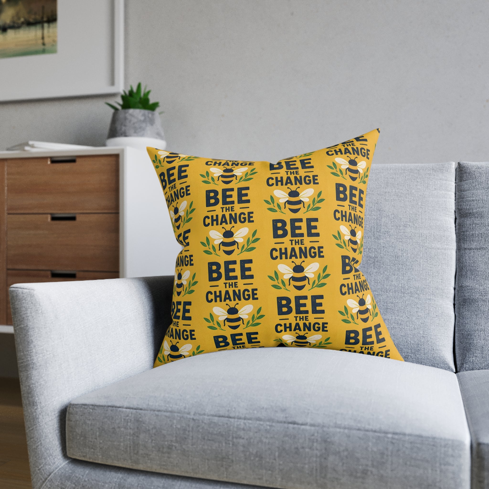 Square Cushion – Bee the Change | Bee Lover & Nature Cushion