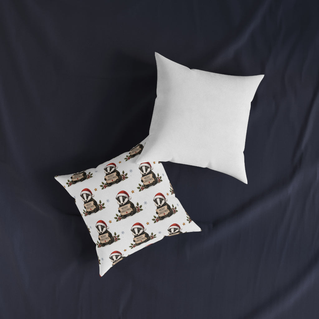 Square Cushion - Christmas Woodland Badger Pattern