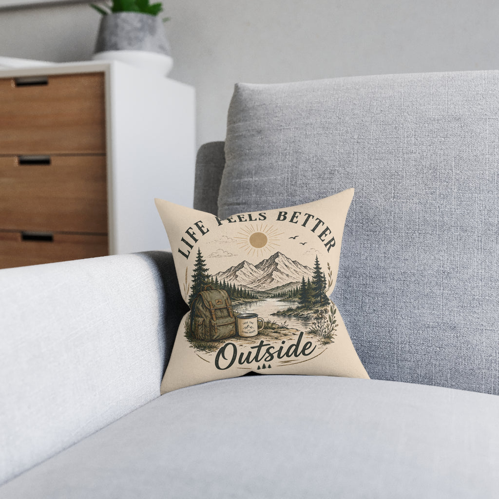 Square Cushion - Life Feels Better Outside