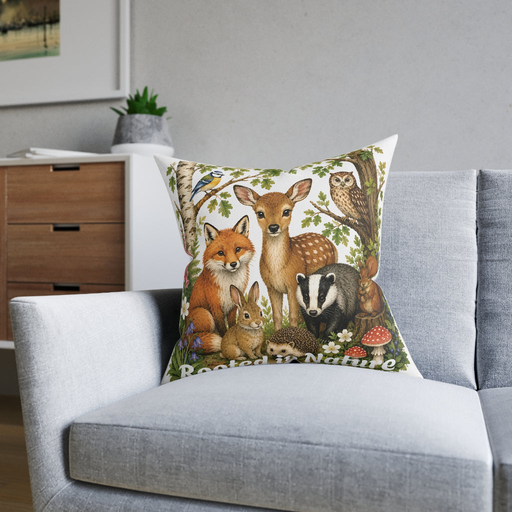 Square Cushion – Rooted in Nature | Woodland Wildlife Cushion