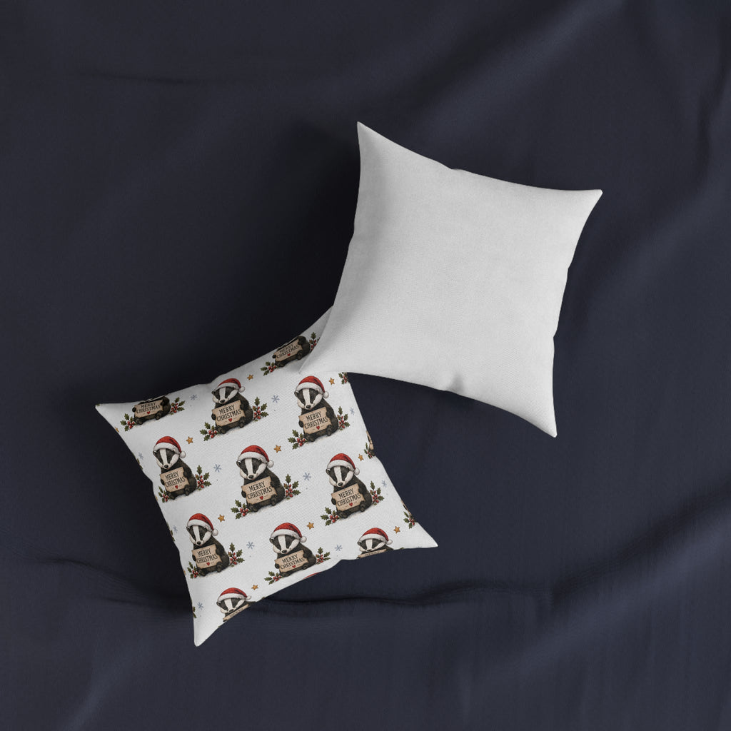 Square Cushion - Christmas Woodland Badger Pattern
