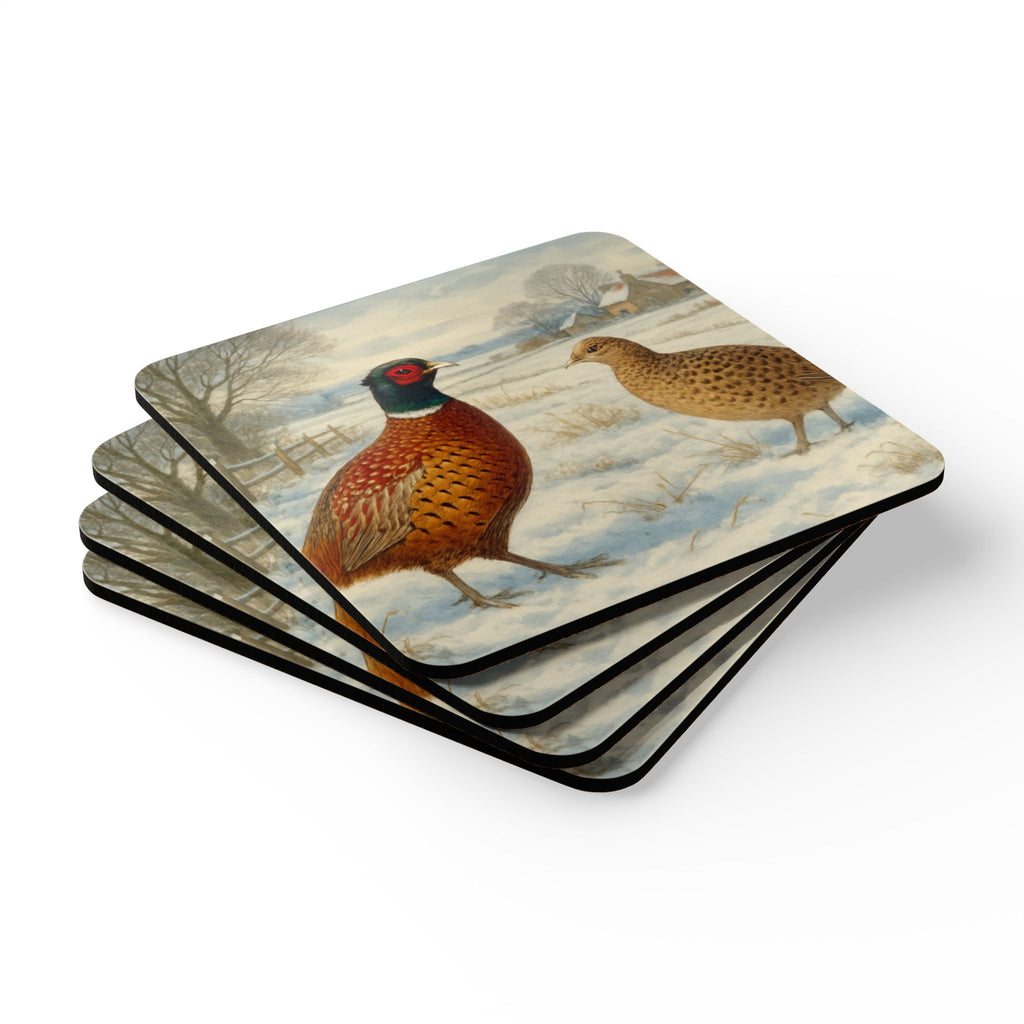 Coaster Set with Pheasant Design