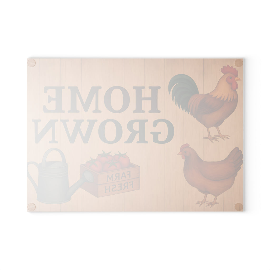 Glass Cutting Board - Home Grown Farm Fresh Design
