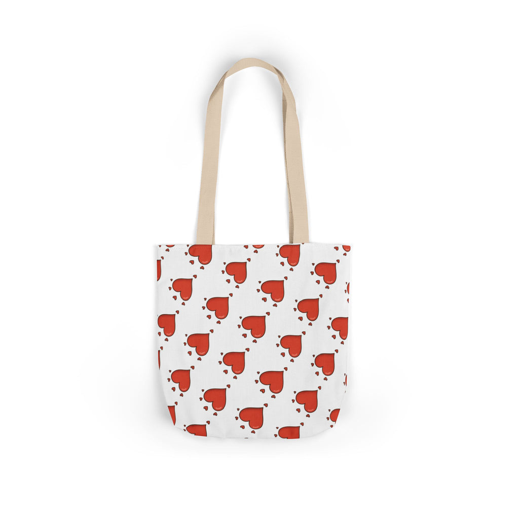 Heart Print Canvas Tote Bag with 5-Color Straps