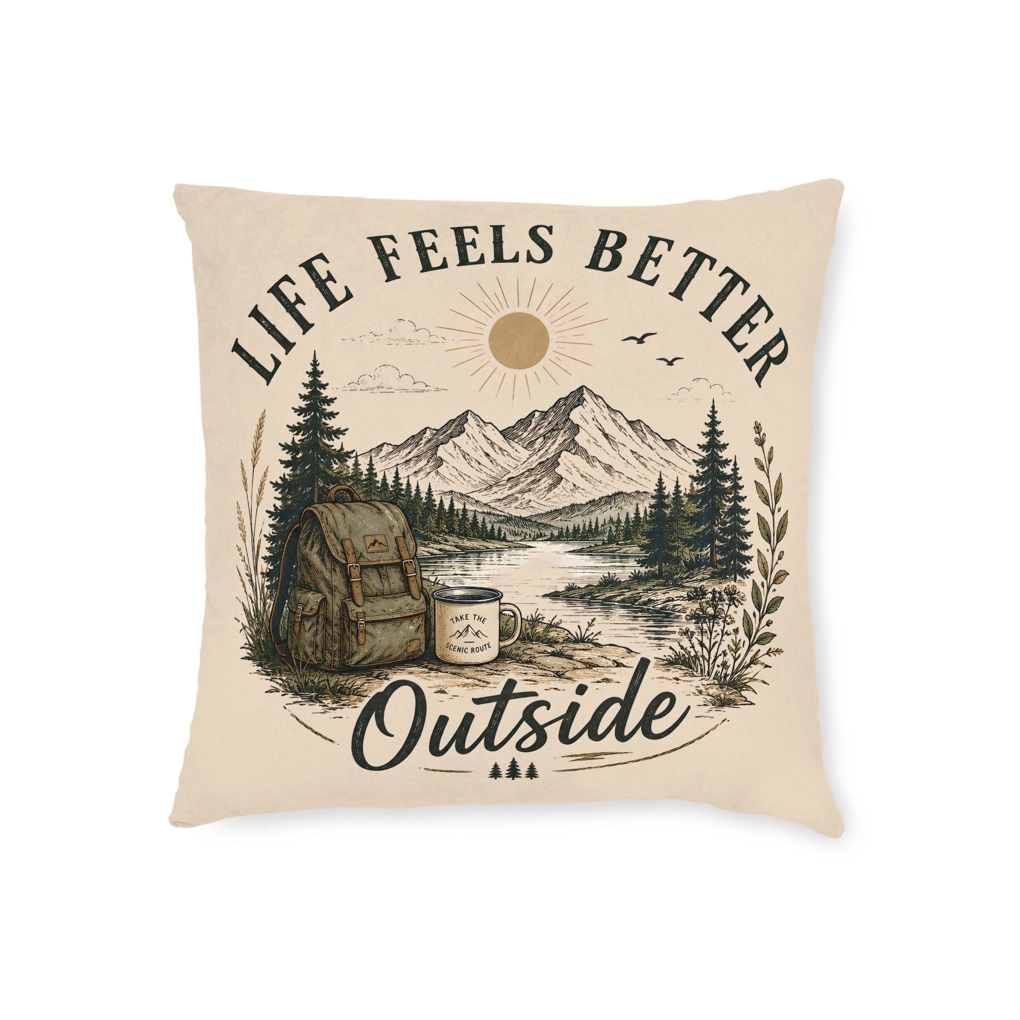 Square Cushion - Life Feels Better Outside