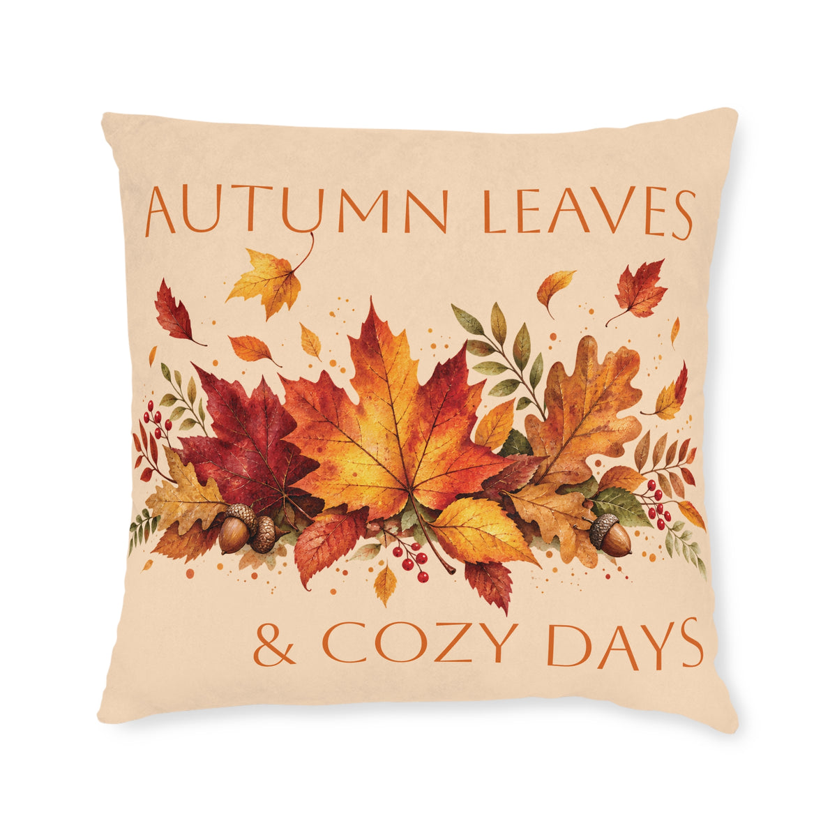 Square Cushion - Autumn Leaves & Cozy Days