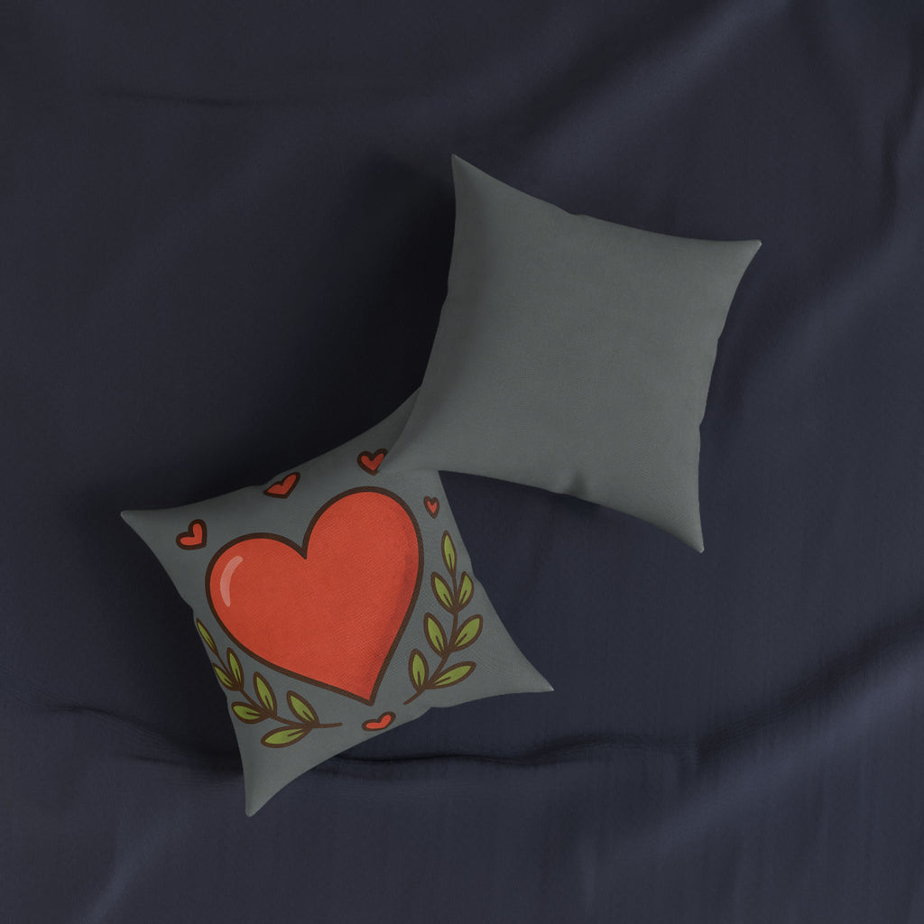 Square Cushion - Hearts & Leaves Design