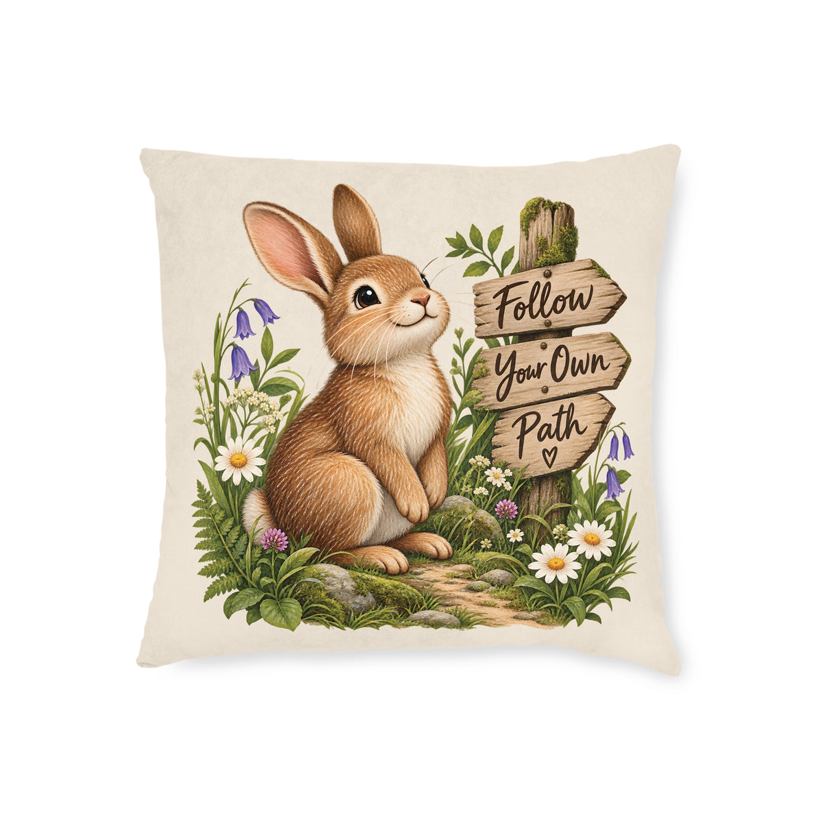 Square Cushion - Follow Your Own Path - Rabbit