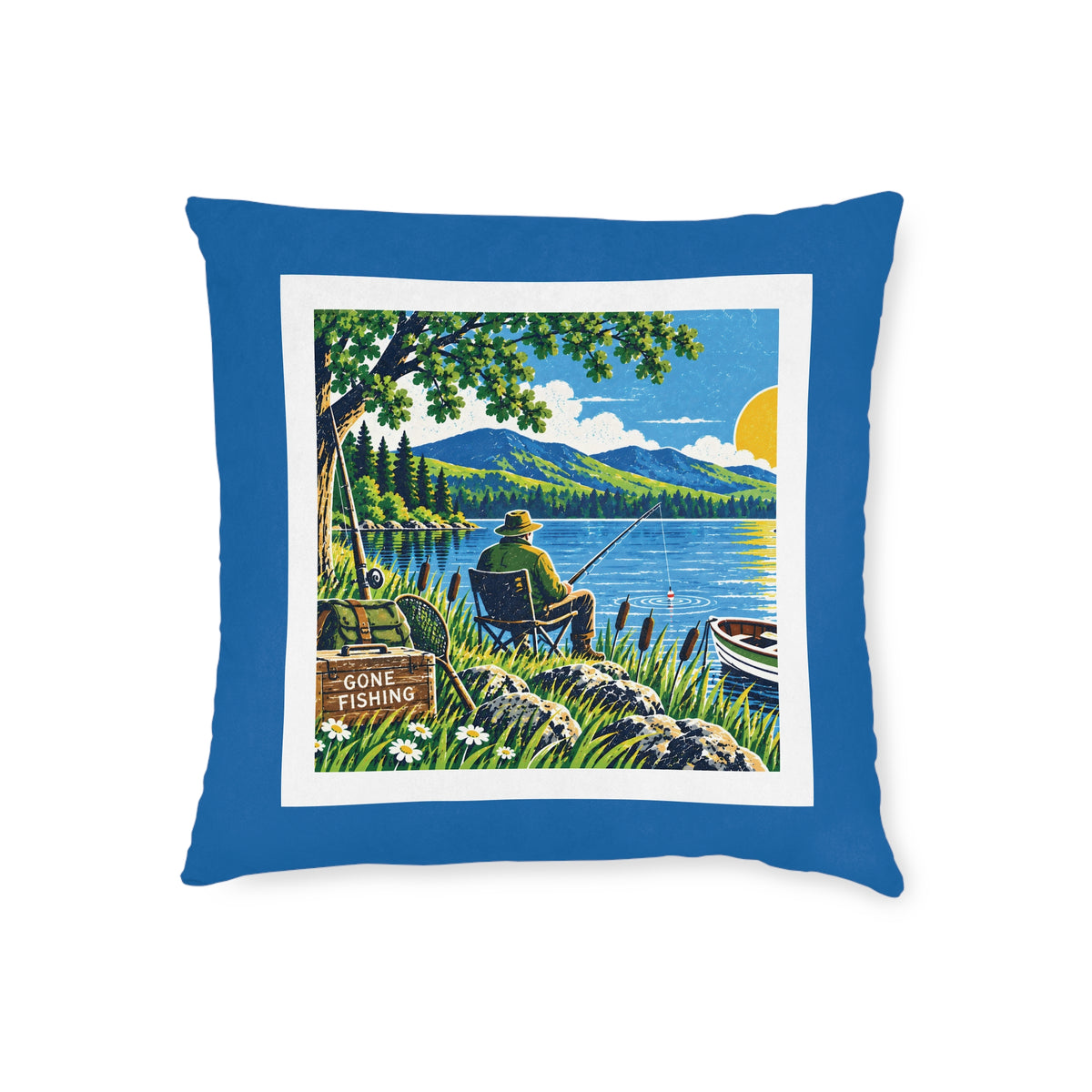 Square Cushion – Gone Fishing | Fishing & Angling Cushion