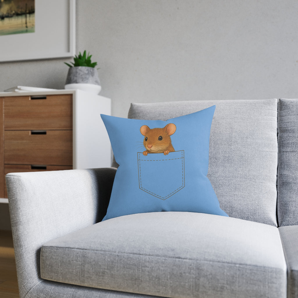 Square Cushion - Mouse in a Pocket Design