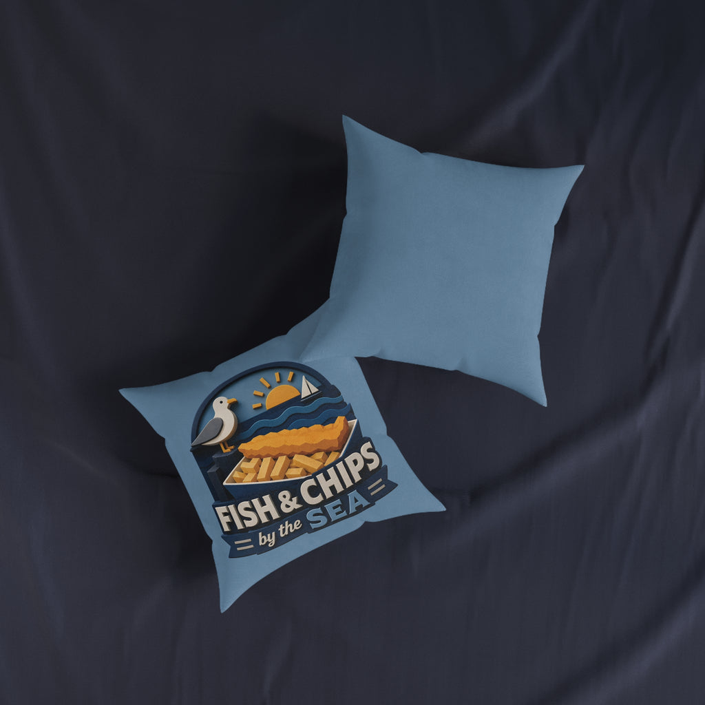 Square Cushion - Fish & Chips By the Sea