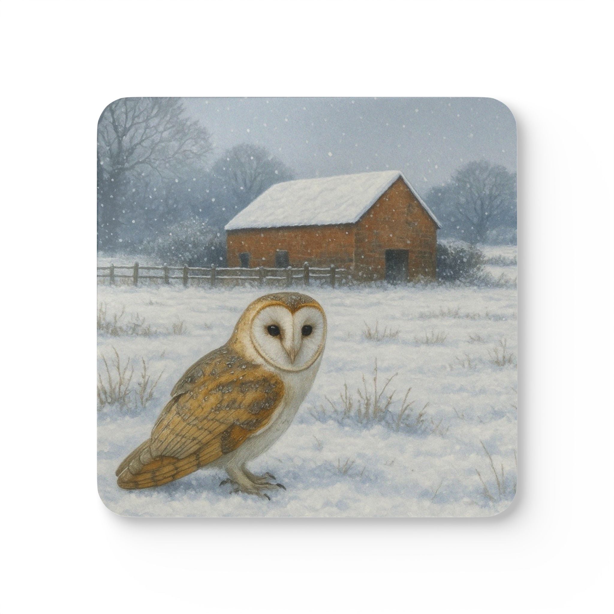 Coaster Set with Barn Owl Design