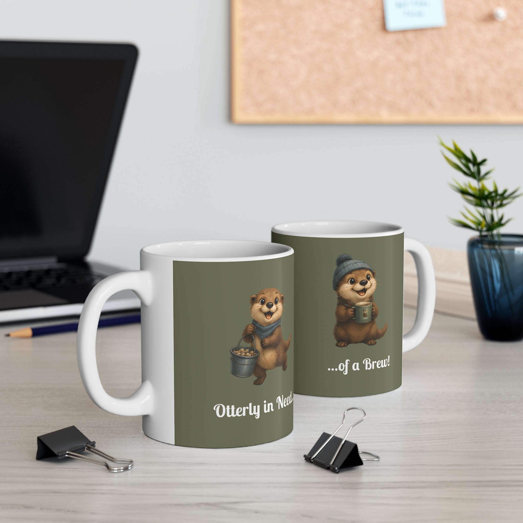 Ceramic Mug – Otterly in Need of a Brew! | Funny Otter Mug | Green