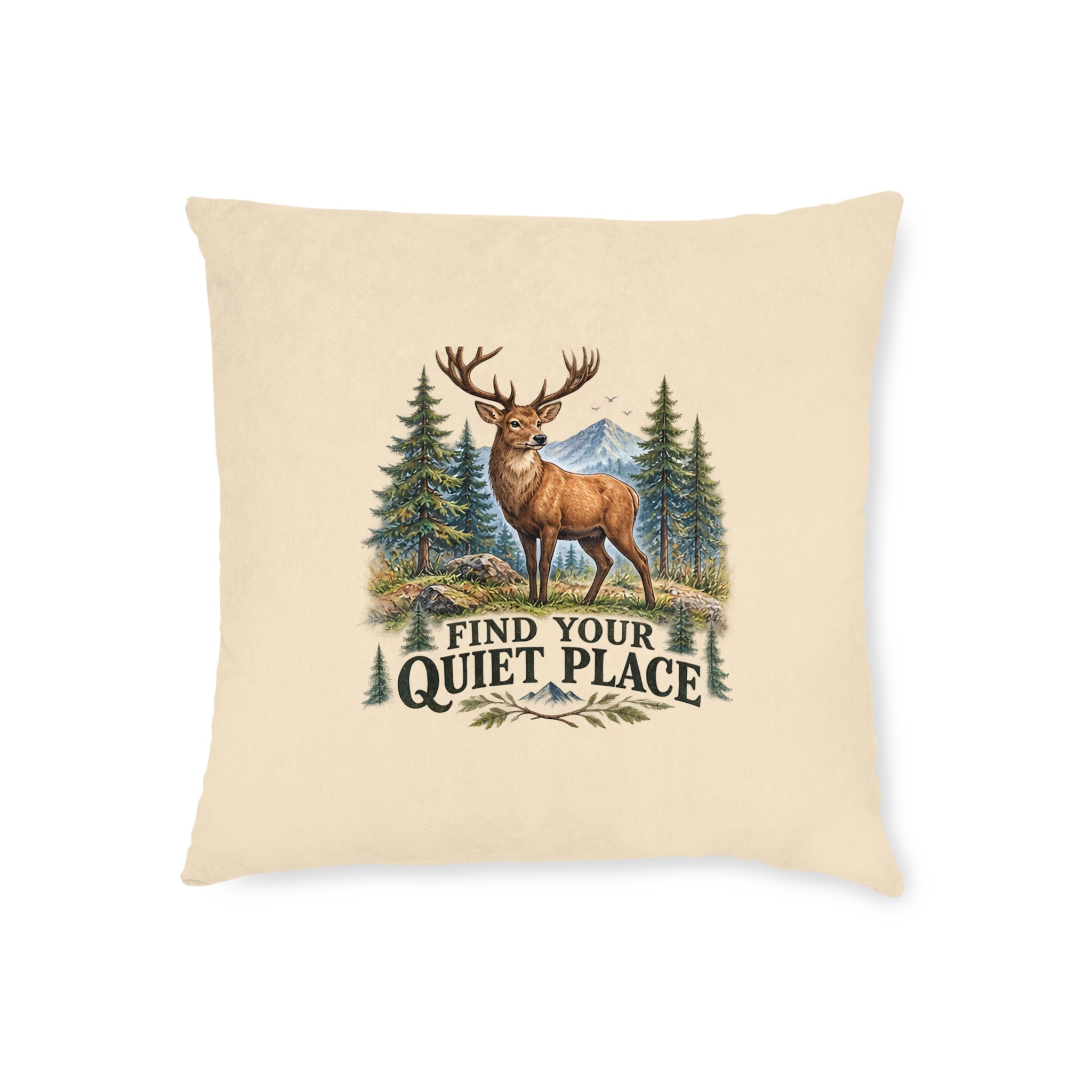 Square Cushion – Find Your Quiet Place | Nature & Relaxation Cushion