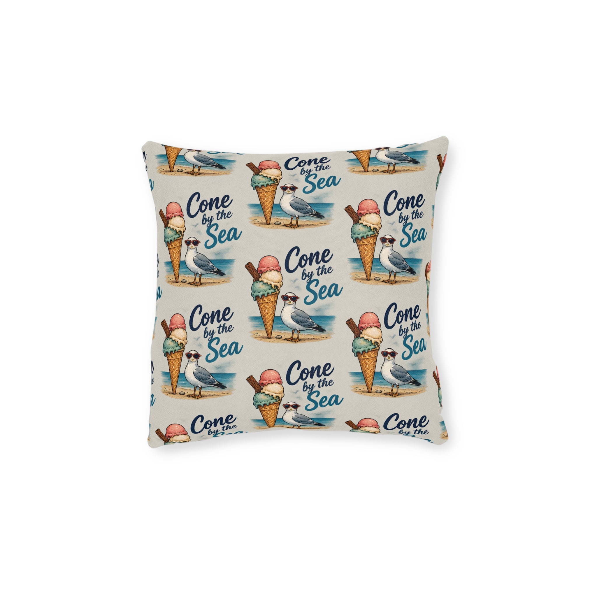 Square Cushion – Cone By The Sea | Coastal & Ice Cream Cushion