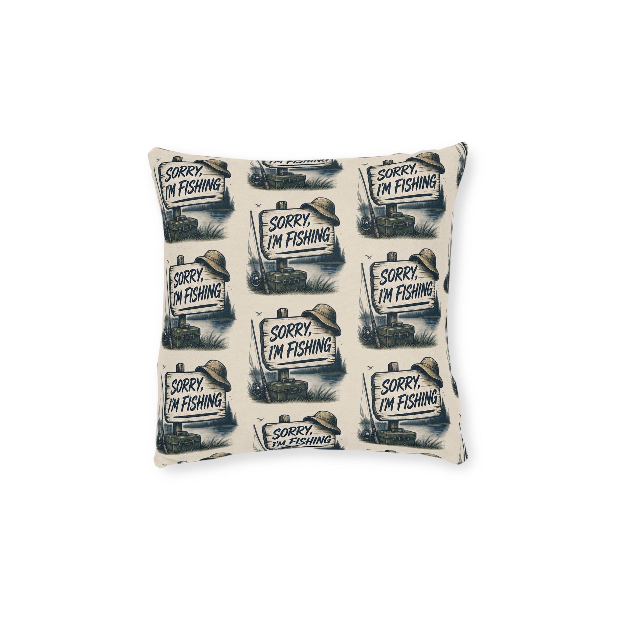Square Cushion – Sorry, I'm Fishing | Funny Fishing Cushion