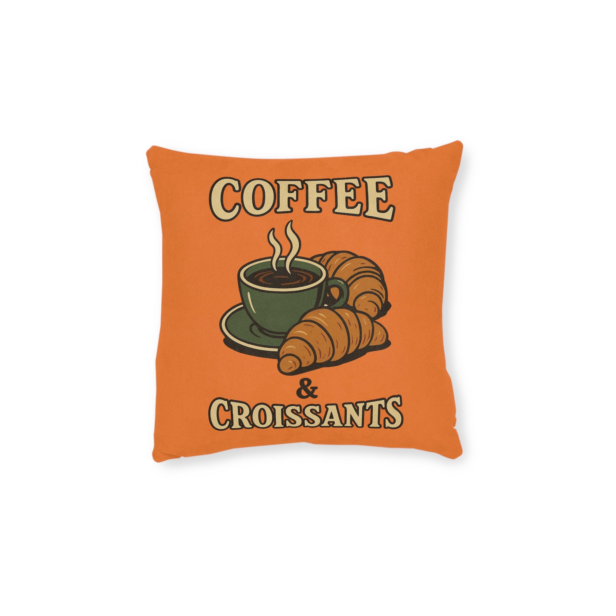 Square Cushion - Coffee & Croissants Decor
