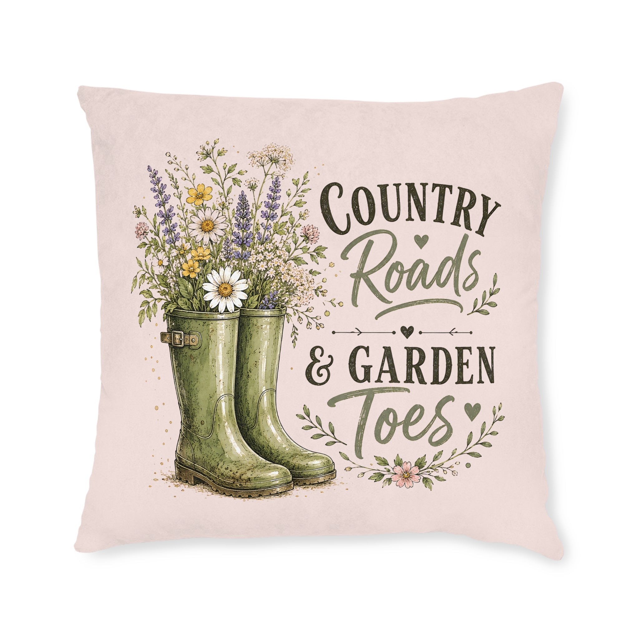 Square Cushion - Country Roads and Garden Toes | Rustic Farmhouse Home Decor