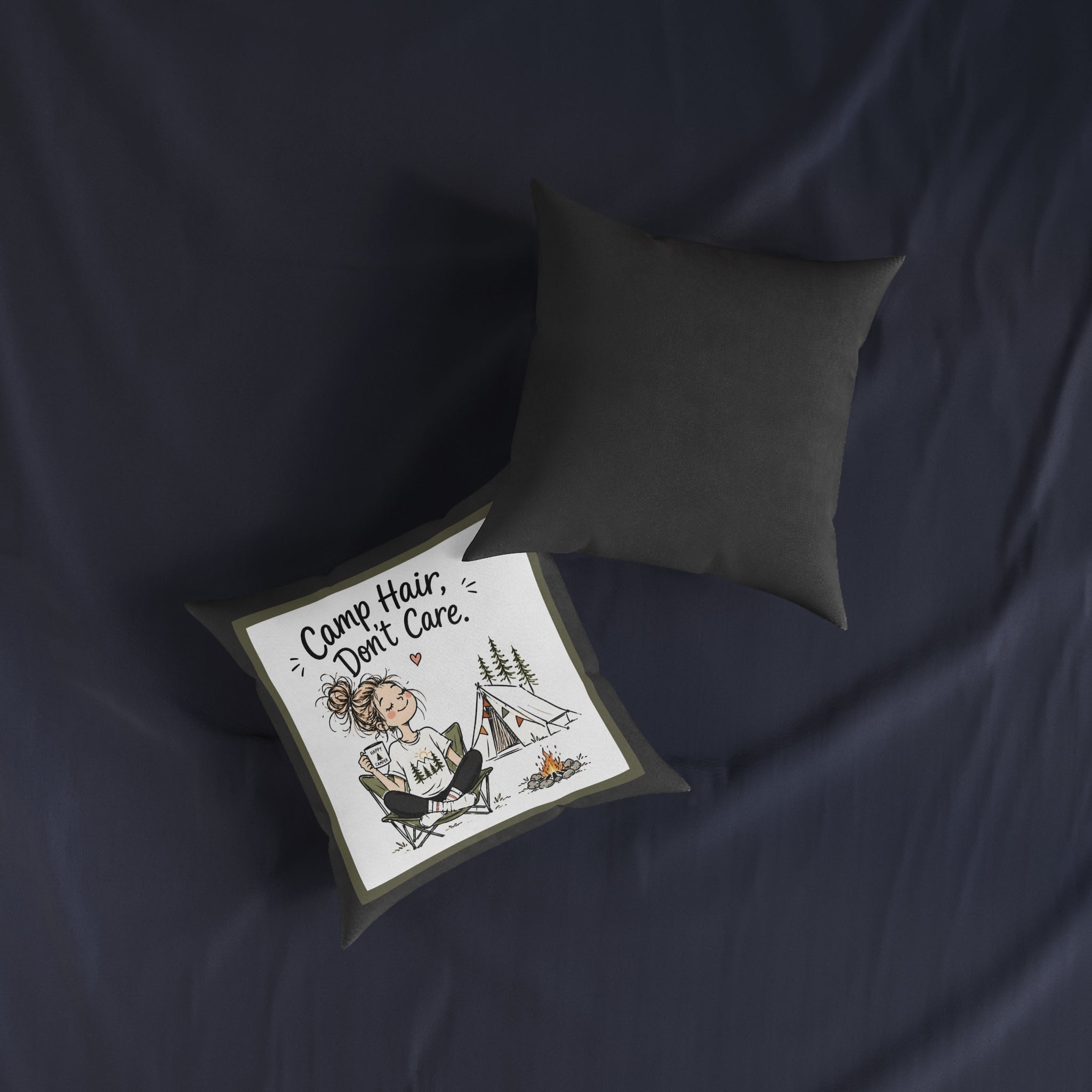 Square Cushion – Camp Hair, Don't Care | Camping Cushion