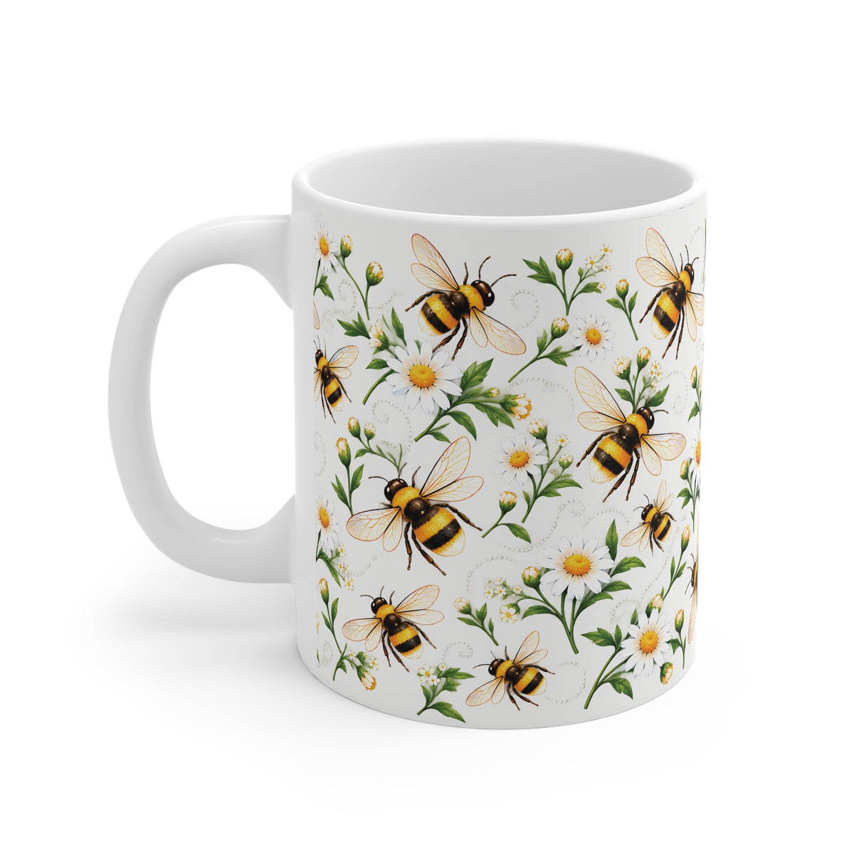 Ceramic Mug - Bumblebees and Daisies