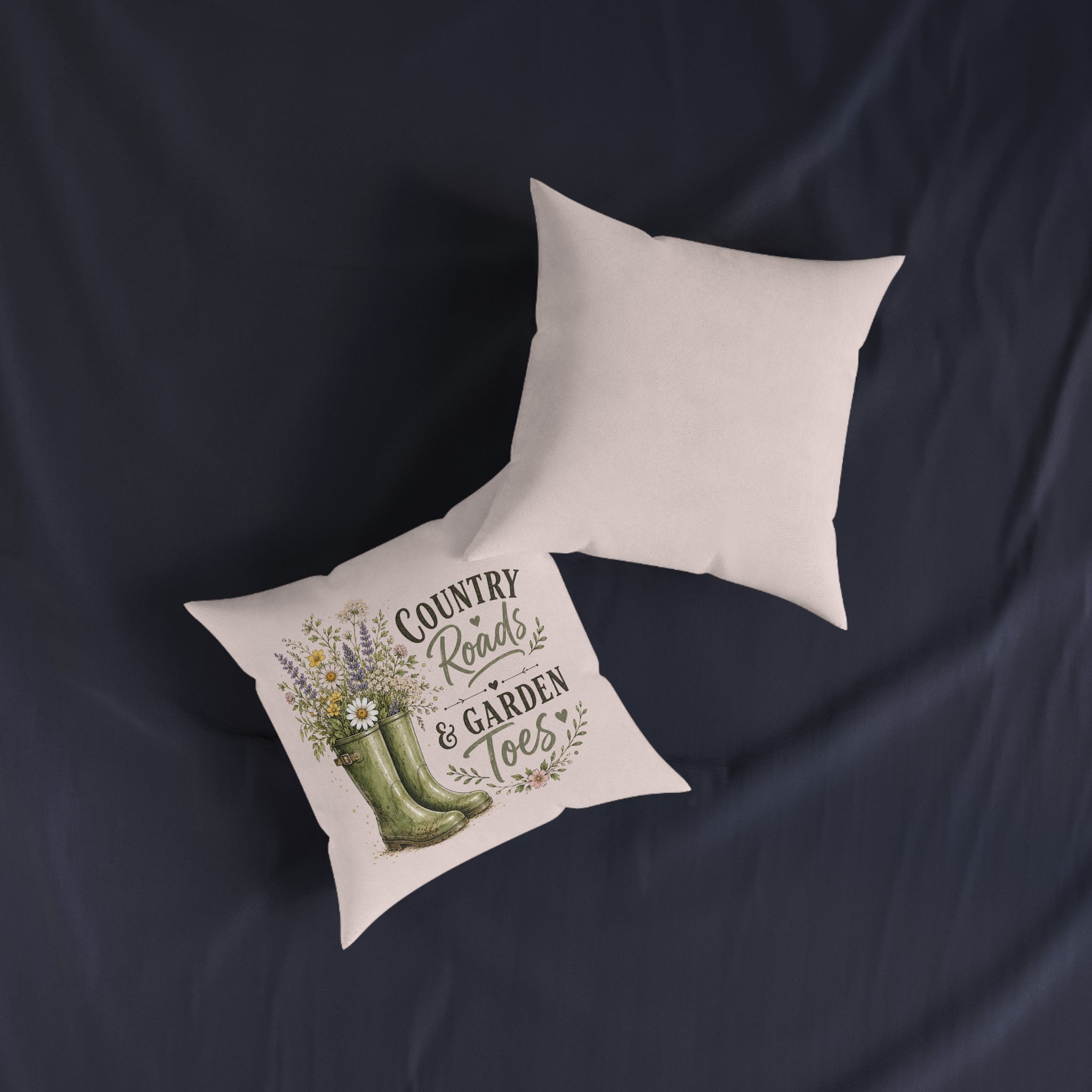 Square Cushion - Country Roads and Garden Toes | Rustic Farmhouse Home Decor