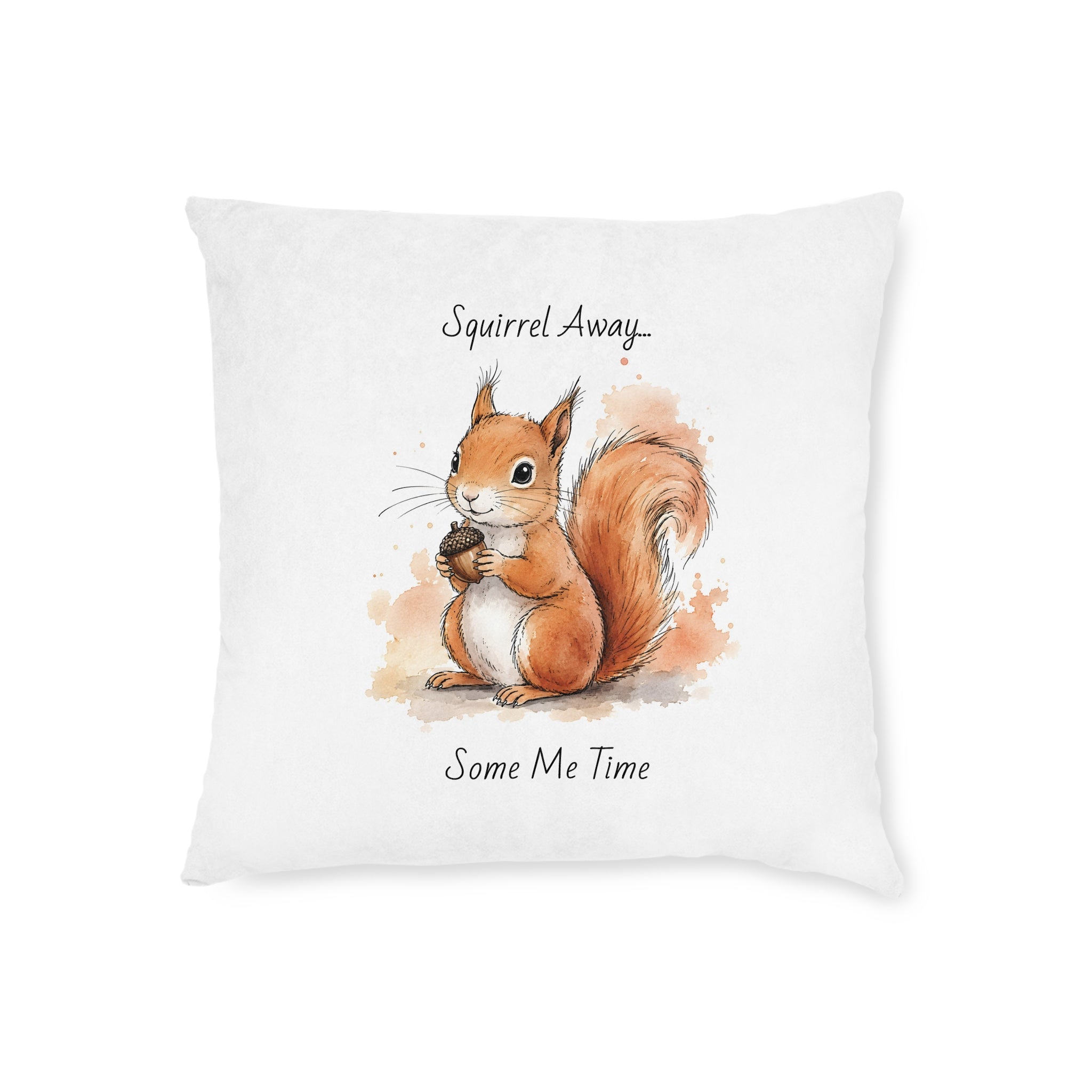 Square Cushion – Squirrel Away Some Me Time | Woodland Cushion