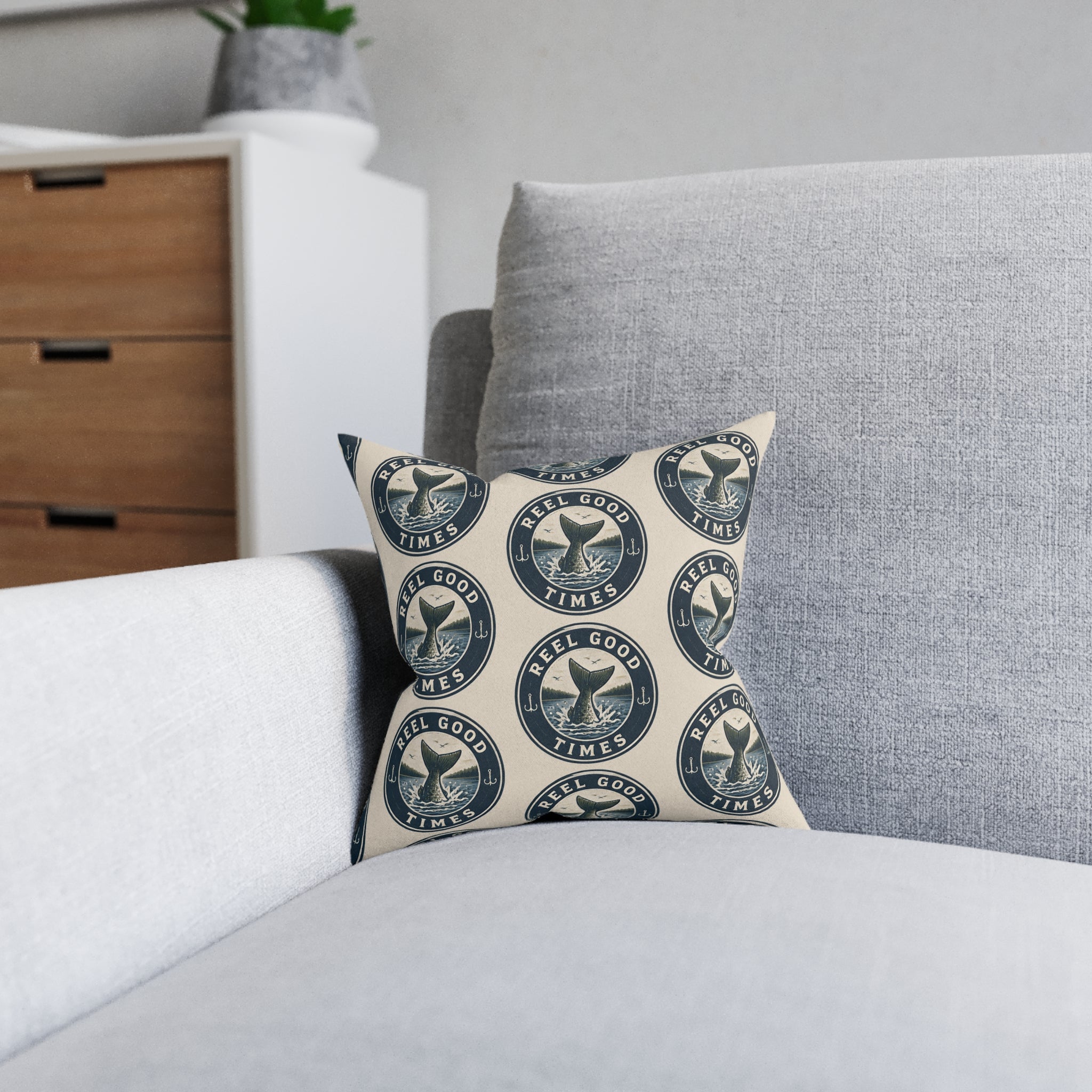 Square Cushion – Reel Good Times | Fishing & Angling Cushion