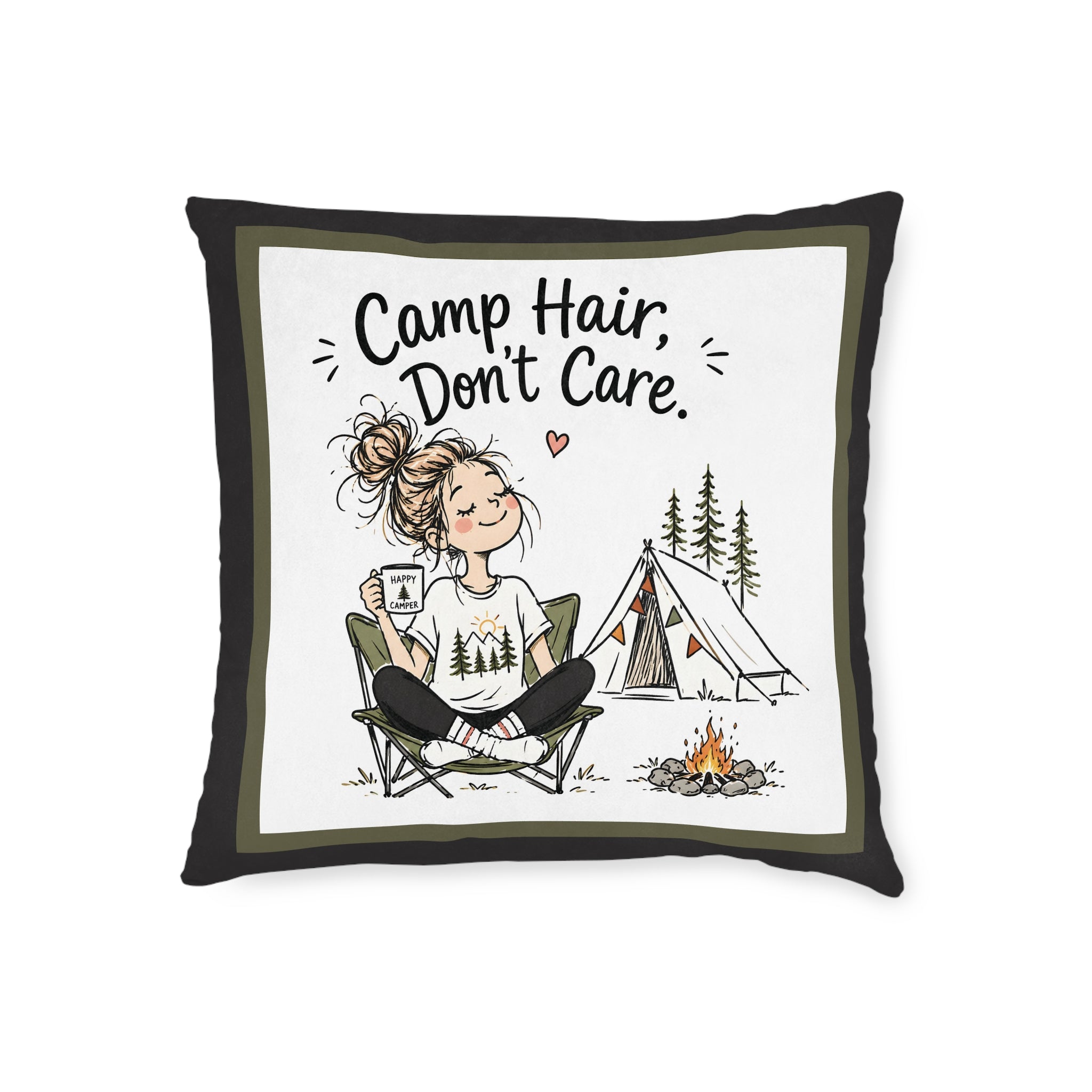 Square Cushion – Camp Hair, Don't Care | Camping Cushion