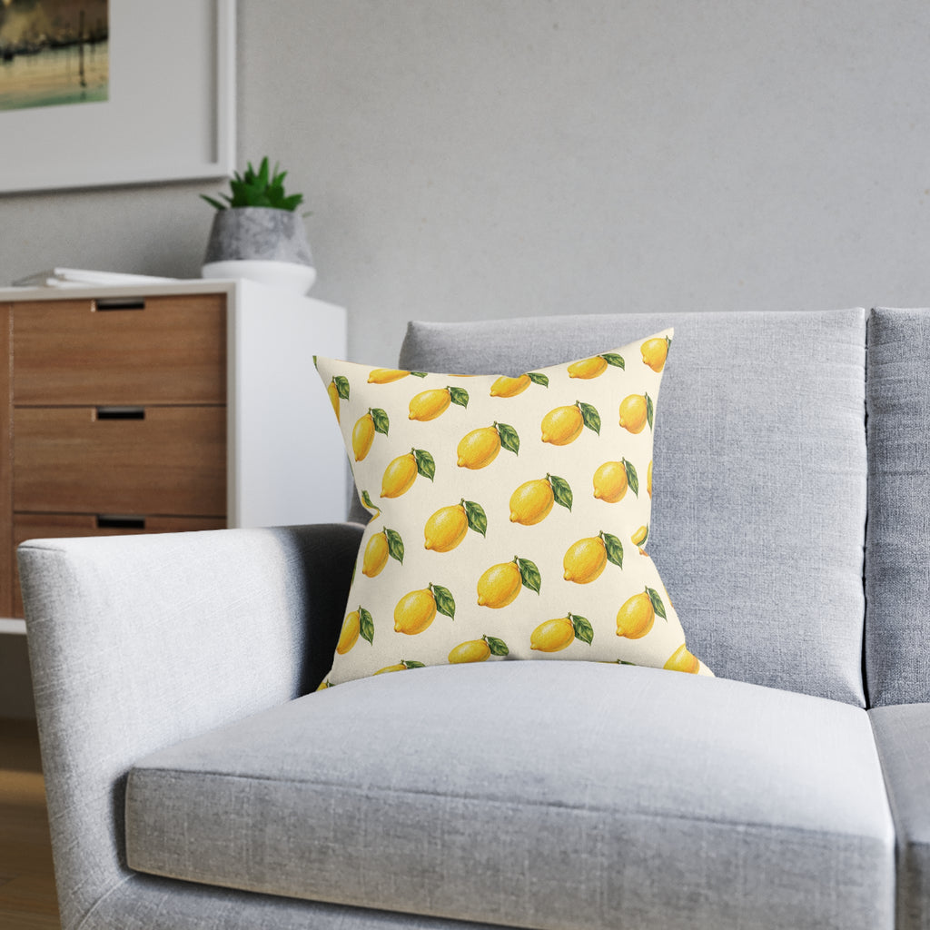 Square Cushion – Lemon Pattern | Fruit & Summer Home Decor