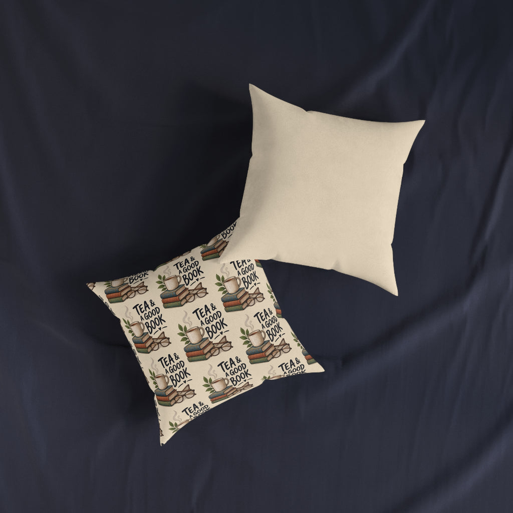 Square Cushion – Tea & A Good Book | Reading & Tea Lover Cushion