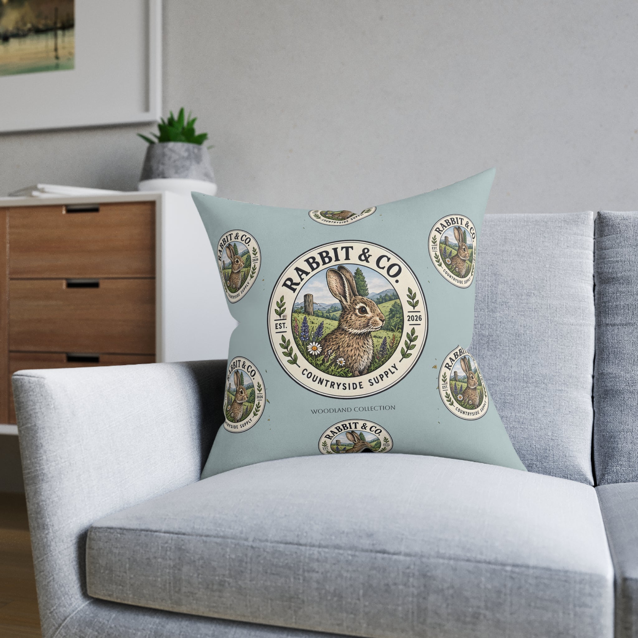 Square Cushion - Rabbit - Woodland Collection