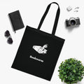 Bookworm Cotton Tote Bag — Black Reusable Grocery & Everyday Tote with Bookworm Graphic