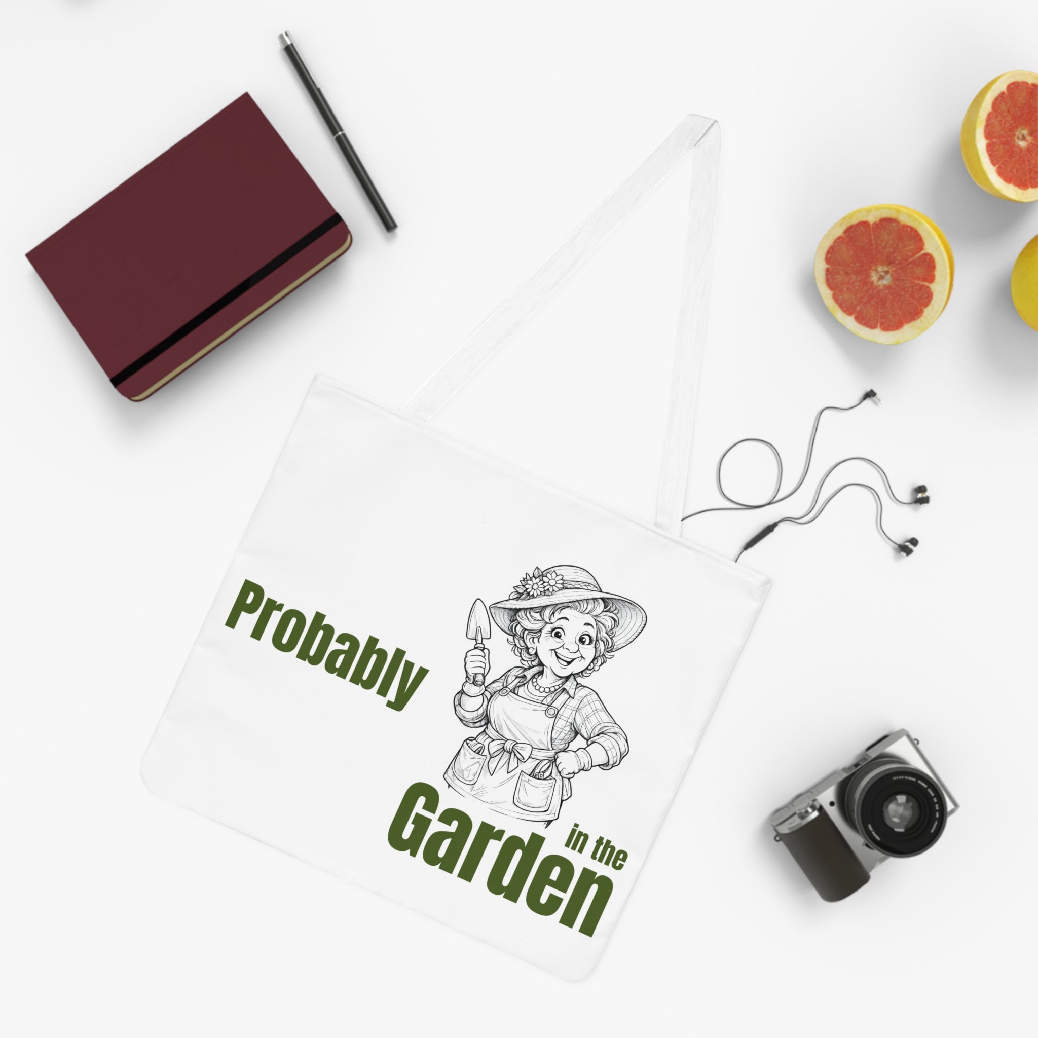 Large Garden Tote Bag – “Probably in the Garden” Shoulder Tote for Gardeners & Plant Lovers