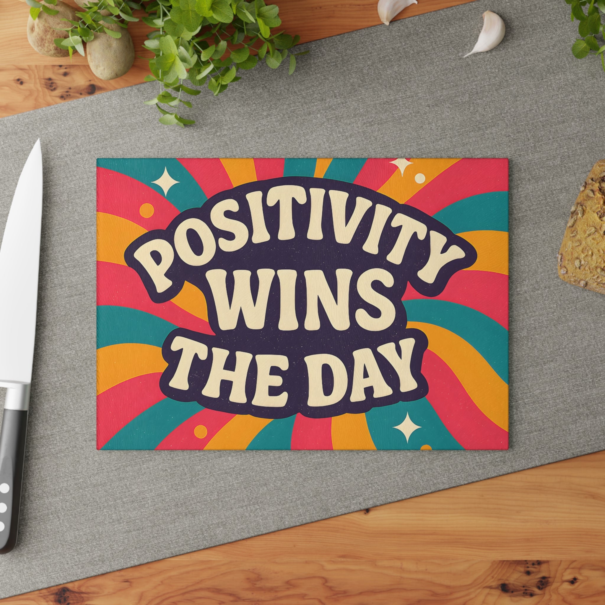 Glass Cutting Board - Positivity Wins the Day Design
