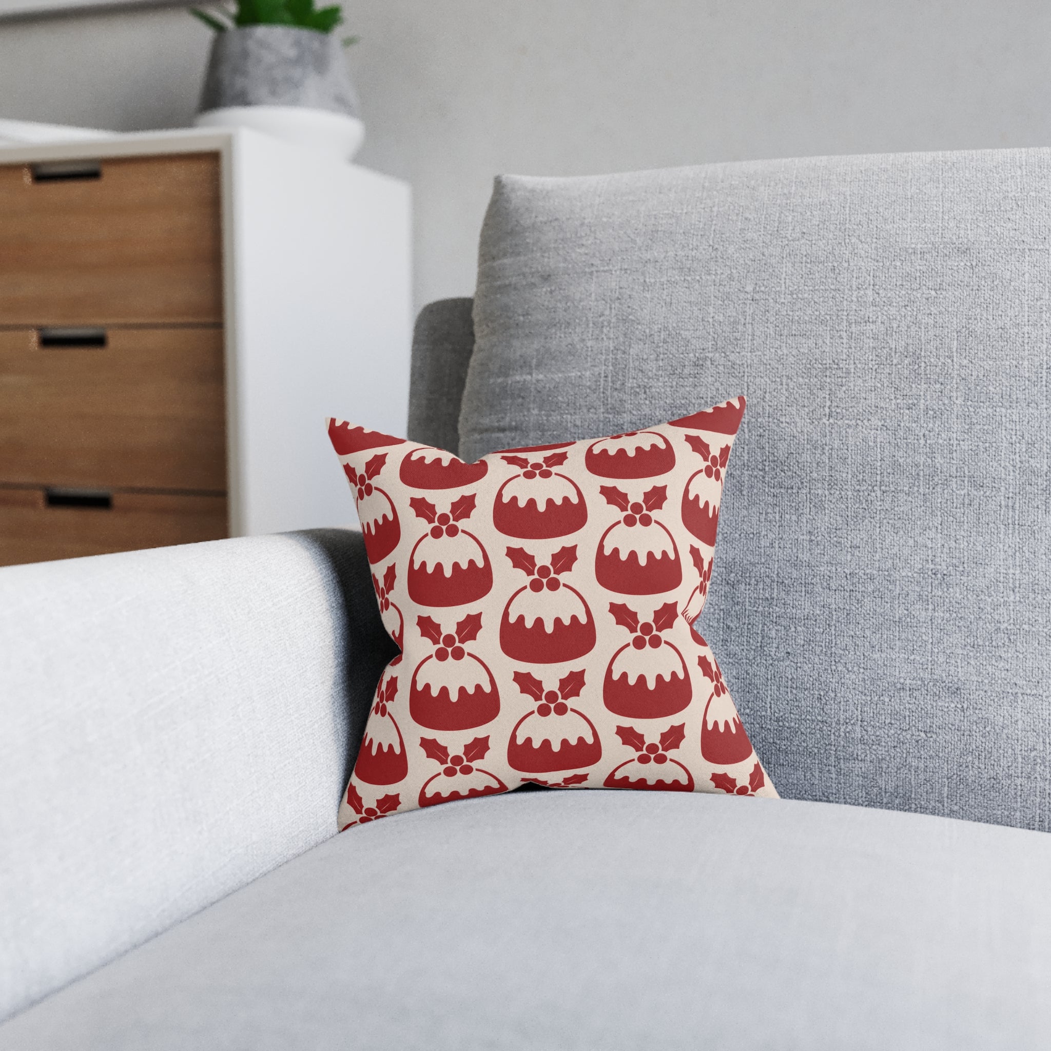 Square Cushion - Christmas Pudding - Christmas