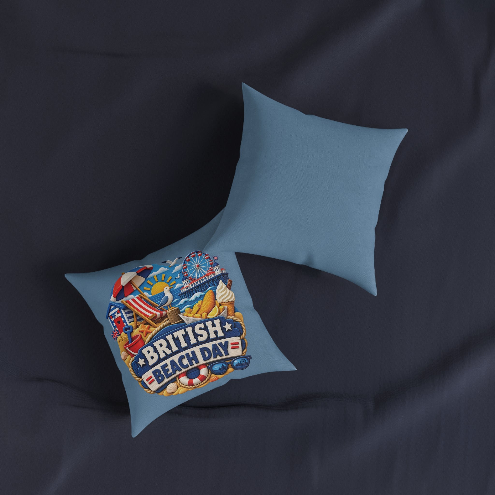 Square Cushion - British Beach Day
