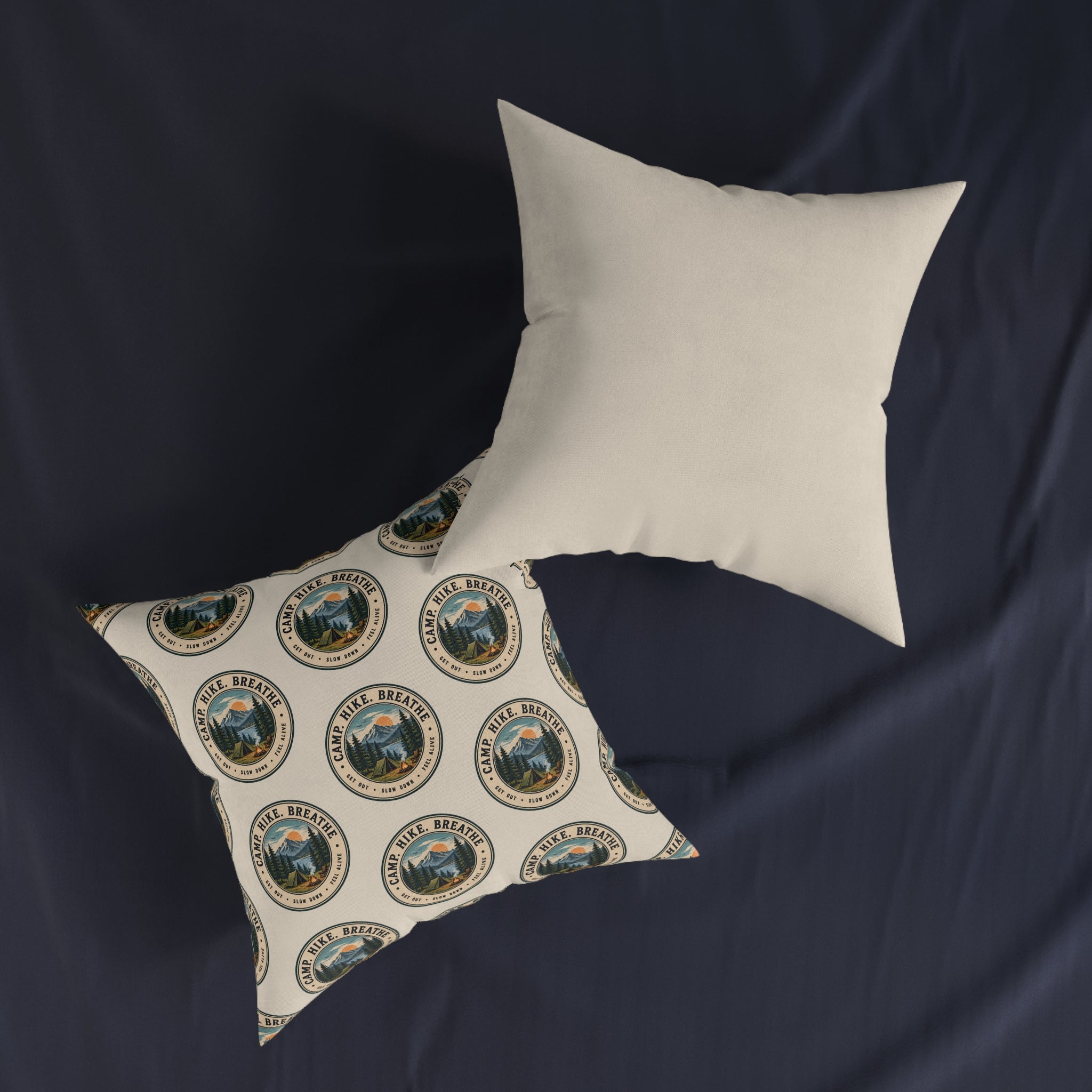 Square Cushion – Camp. Hike. Breathe. | Outdoor Pattern Cushion
