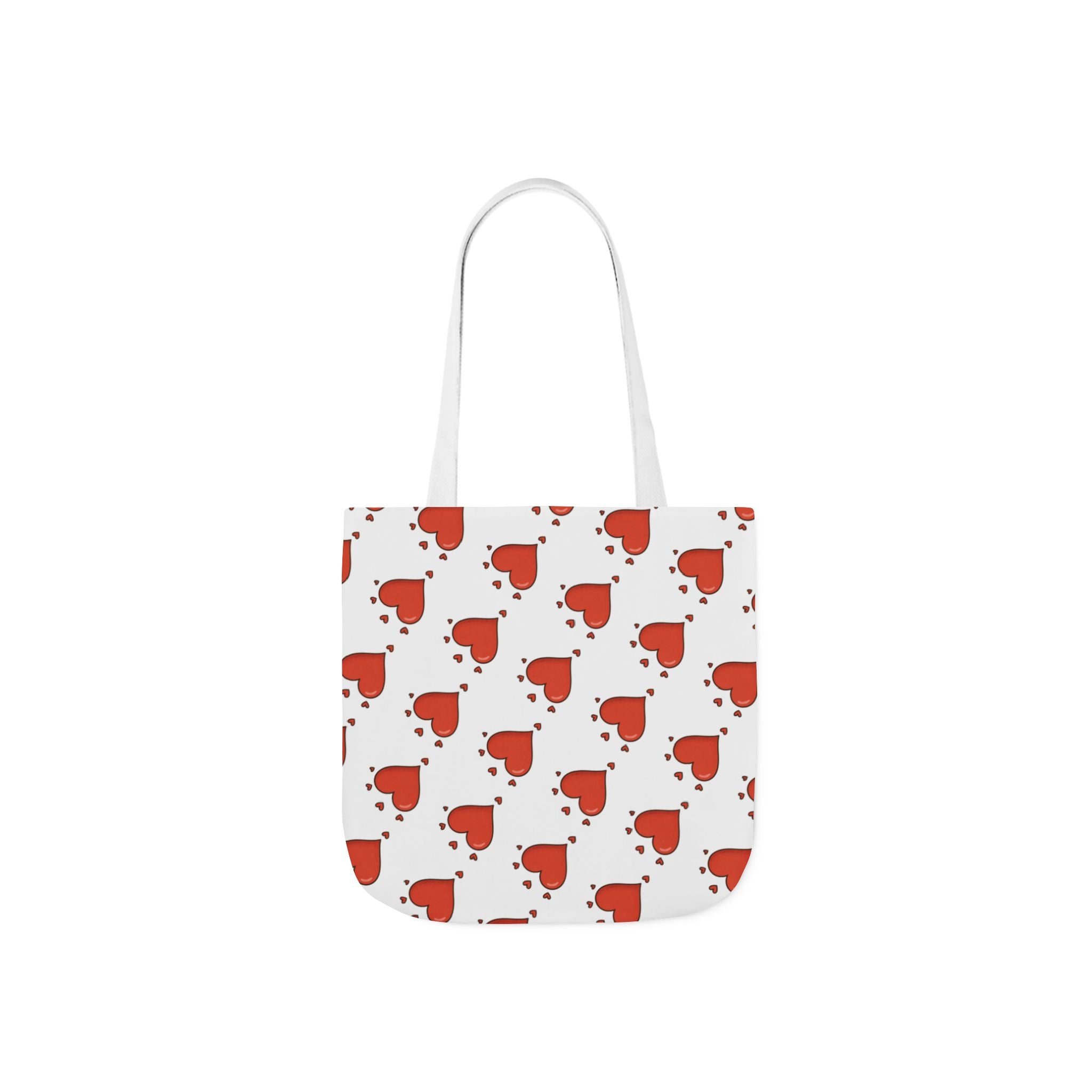 Heart Print Canvas Tote Bag with 5-Color Straps