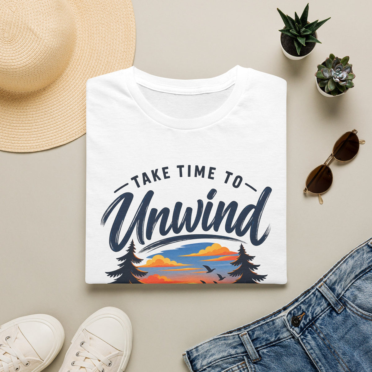 Unisex T-Shirt – Take Time to Unwind | Relaxed Lifestyle T-Shirt