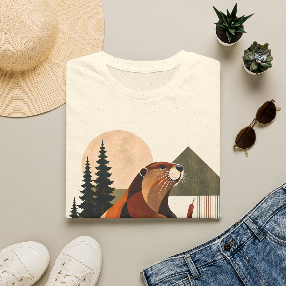 Unisex T-Shirt – Beaver Geometric | Wildlife & Nature T-Shirt