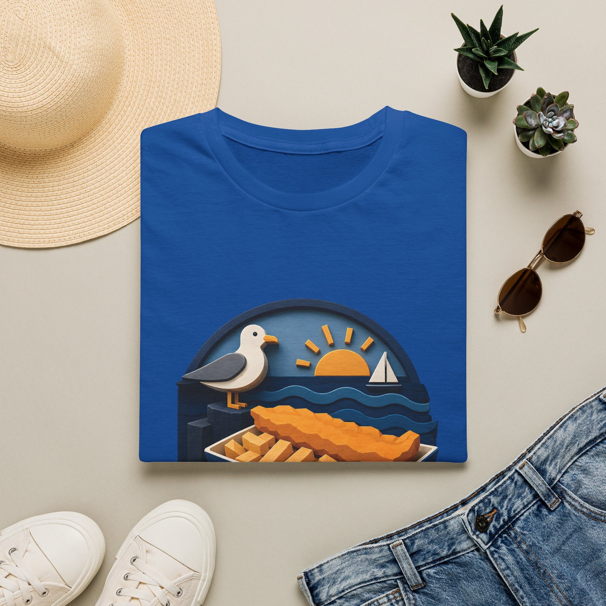 Unisex T-Shirt – Fish & Chips By The Sea | British Seaside T-Shirt