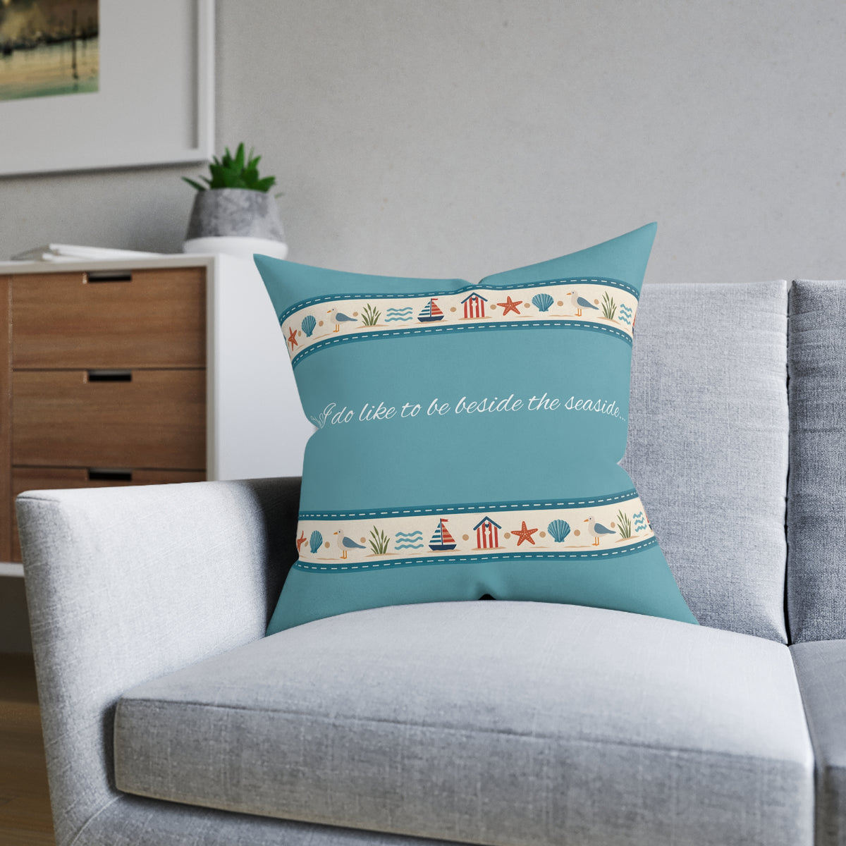 Square Cushion - I do like to be beside the seaside...